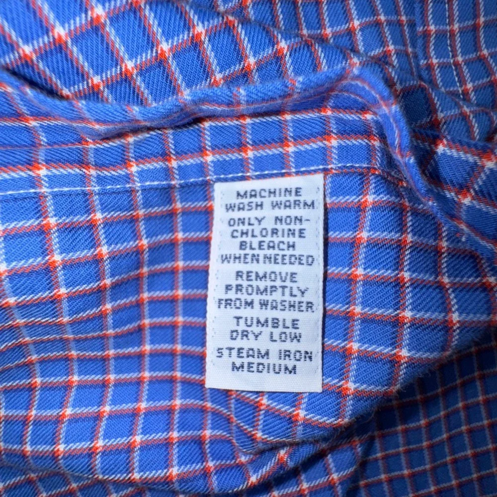 Ralph Lauren Button Down Shirt Mens M Blue Orange Plaid Classic Fit Long Sleeve